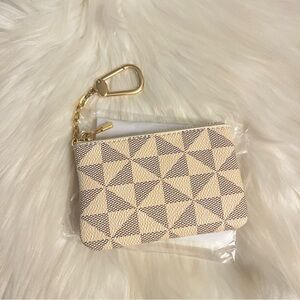 Geometric Patterned Beige and Gold Women's Bag